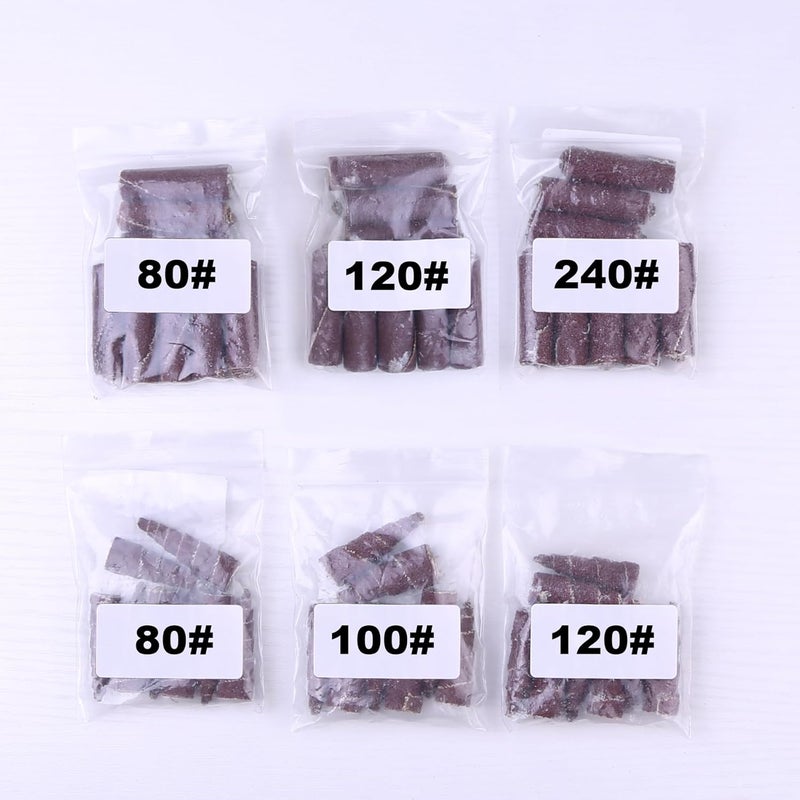 Sysarua 50 Pcs 1-1/2 Inch Sand Paper Including 2 Porting Mandrel, Rotary Flap Disc, Abrasive Cartridge Rolls, Cone Cylinder, 1/4" Shank Die Grinder Sanding Bits for Metal Wood Working - Image 4